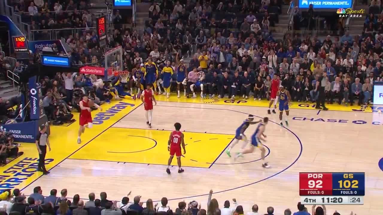[Highlight] Steph Curry & Brandin Podziemski have a reaction to Gary Payton II smoking the dunk on the rim but throwing it in anyways