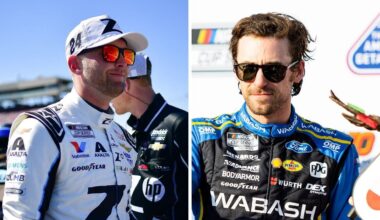 William Byron (left) and Ryan Blaney participate in Goodyear test. Images via Imagn