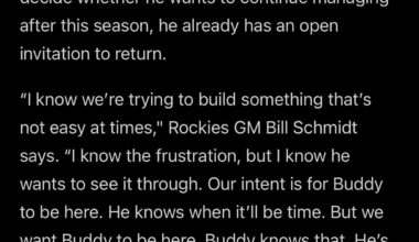 [BobNightengale] While Rockies manager Bud Black has yet to decide whether he wants to continue managing after this season, he already has an open invitation to return