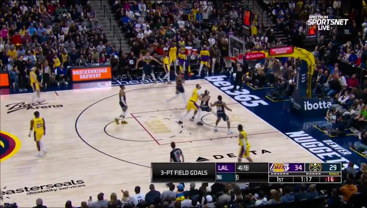 [Highlight] Bronny James hits the 3 over Nikola Jokic