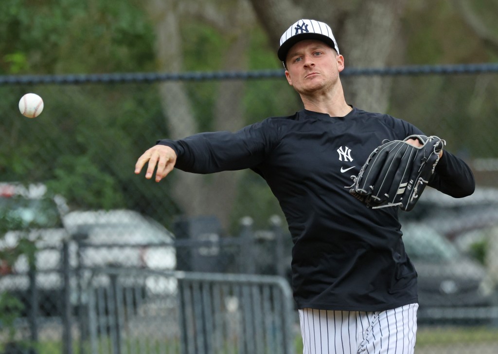 Clarke Schmidt, throwing earlier during spring training, threw two innings of live batting practice on March 20, 2025 at Steinbrenner Field. 
