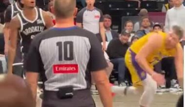 Here’s another shot of Nic Claxton pushing Luka with the refs watching. (Credit to Josh)