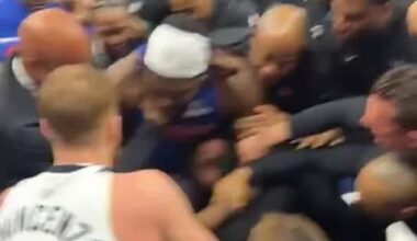 [Highlight] Alternate angle of the MIN/DET brawl showing just how large this altercation was. 5 players and 2 coaches were ejected