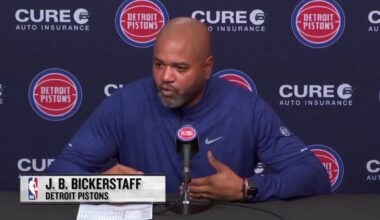 JB Bickerstaff is heated about officiating postgame, even slamming his desk: "I'm disgusted by the way that game was officiated, the level of disrespect was above and beyond. The disrespect has gone far enough, and I'm not gonna allow our guys to be treated the way that they were treated tonight."