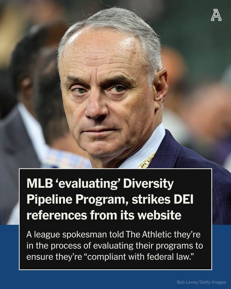 [The Athletic] Rob Manfred pledged to keep MLB's values on diversity “unchanged" back in February. But now, MLB's careers home page has no reference to “diversity," with a league spokesman telling The Athletic they're "evaluating" the programs.