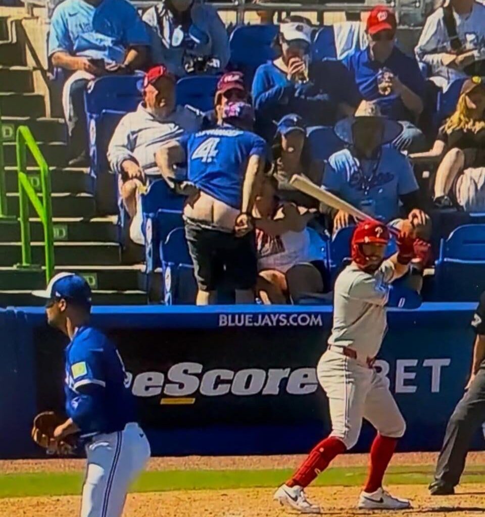 Blue Jays fan moons camera during the broadcast
