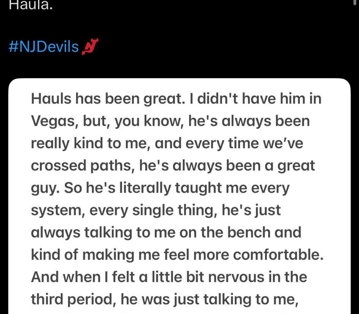 [Amoia] I asked Cody Glass if anyone has taken him under their wing in his short time. He praised Erik Haula.