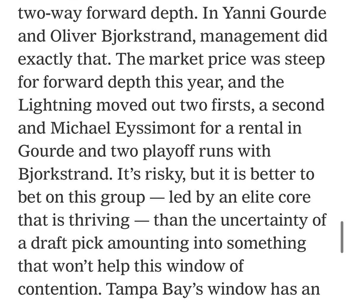 ESPN’s trade deadline analysis. “Risky, but better to bet on this team than the uncertainty of a draft pick”