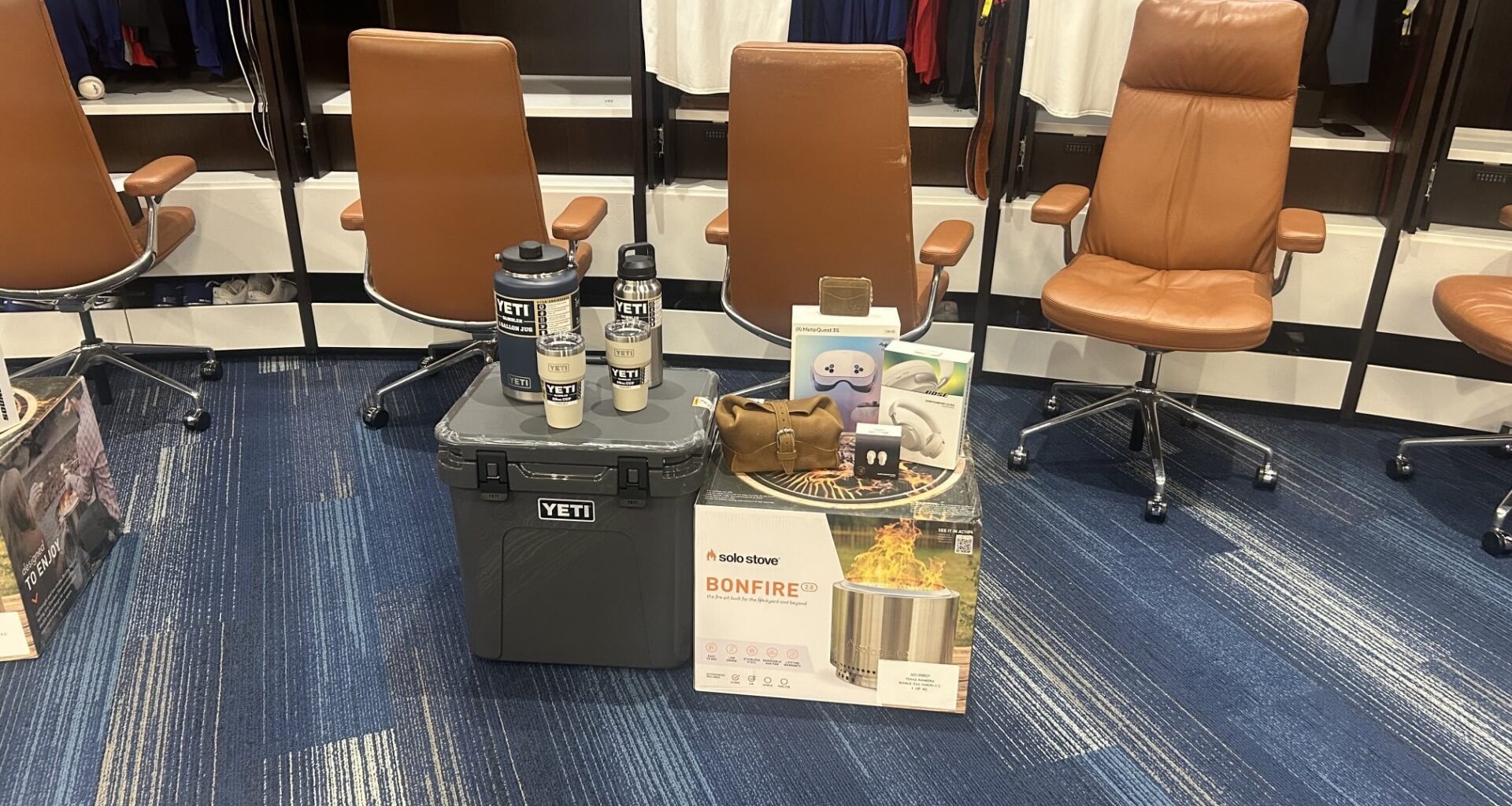 [John Rhadigan] Josh Jung came bearing gifts. Each player found this package of presents at his locker. Josh says he wants to inspire a team full of selfless giving guys. #openingday