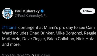 Titans out in full force for Cam Ward’s Pro Day