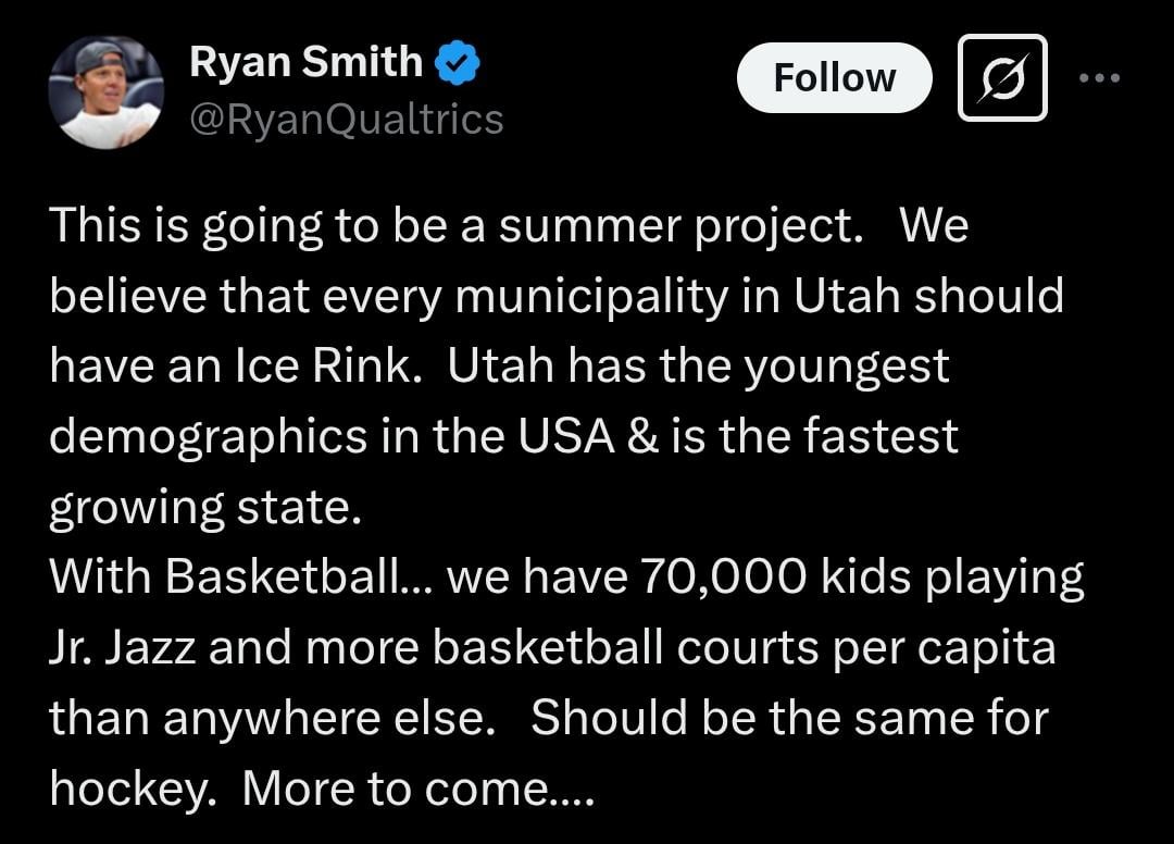Ryan Smith Wants To Open Ice Rinks In Every Municipality Across Utah