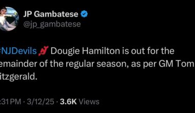 Dougie Out for the Remainder of the Regular Season (May Return for R2)