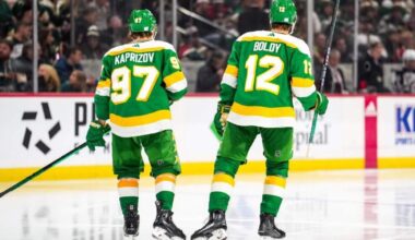 Matt Boldy officially tied Kirill Kaprizov in goals (23) despite playing over 32 more games