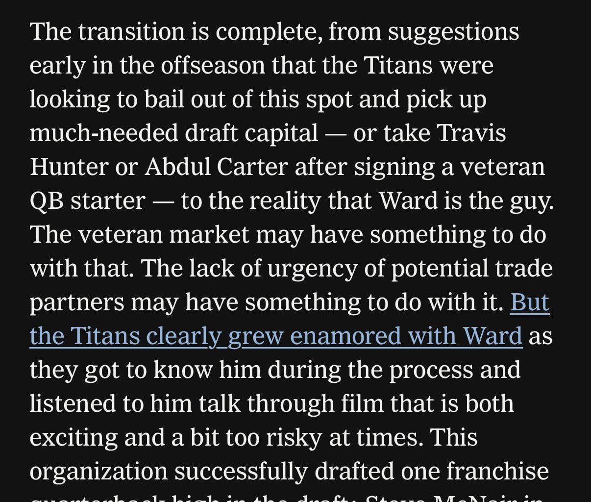 Joe Rexrode’s Titans excerpt from the latest NY Times Mock Draft