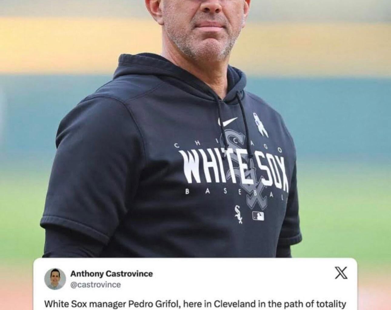 Reminder that one year ago today, during the last full solar eclipse in the Midwest of our lifetime, Pedro Grifol was more concerned about staying in the office to plan on losing a baseball game.