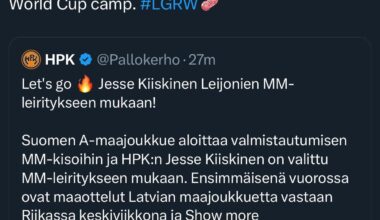 [LGRW Prospects] Jesse Kiiskinen joins the Lions' World Championship camp! The Finnish A national team is starting preparations for the World Cup and HPK's Jesse Kiiskinen has been selected to participate in the World Cup camp. #LGRW