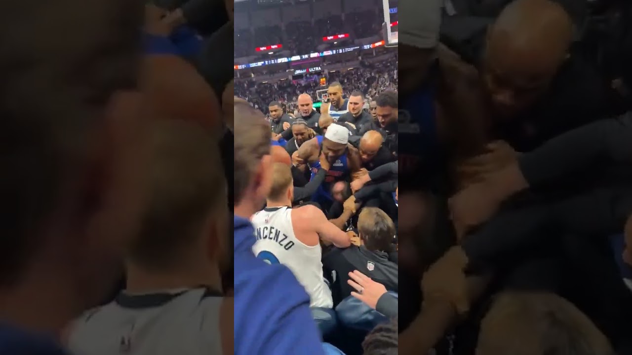Pistons Timberwolves Brawl Spills into Stands in Minnesota