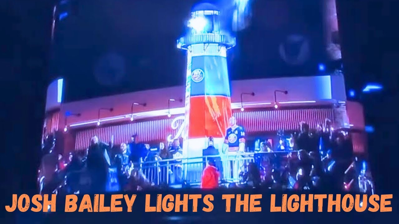 Josh Bailey lights the lighthouse at the New York Islanders season opener - October 2024