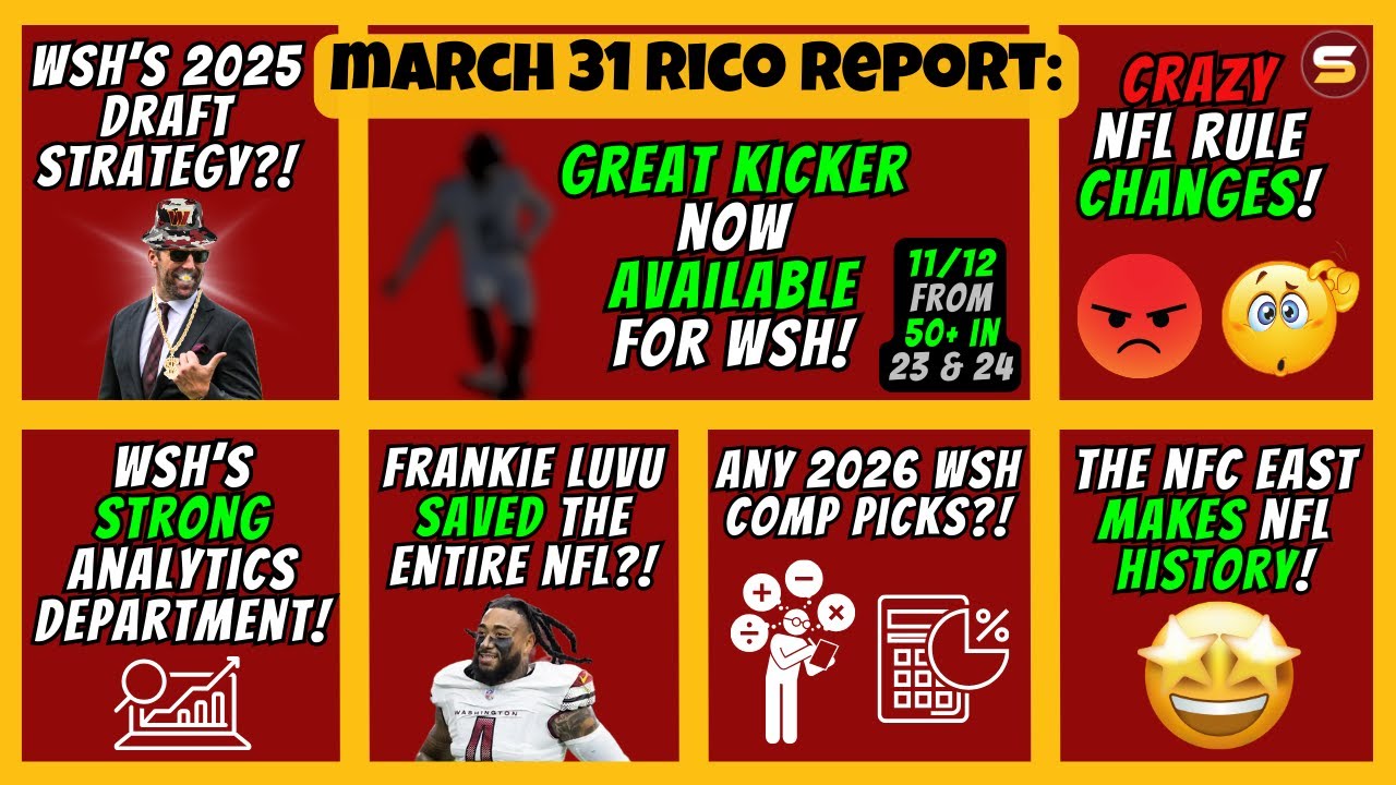 🤩WSH's 2025 Draft Strategy? Great Kicker NOW Available! CRAZY NFL Rule Changes! WSH STRONG Analytics