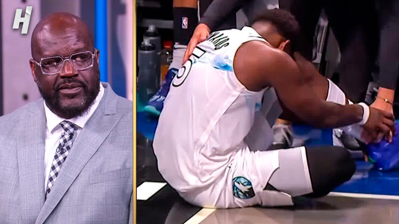 Shaq & TNT Crew REACT to Anthony Edwards’ Injury vs Nets