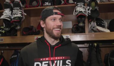 Markstrom, Hischier, Meier & Keefe after a 4-0 April win over the Rangers