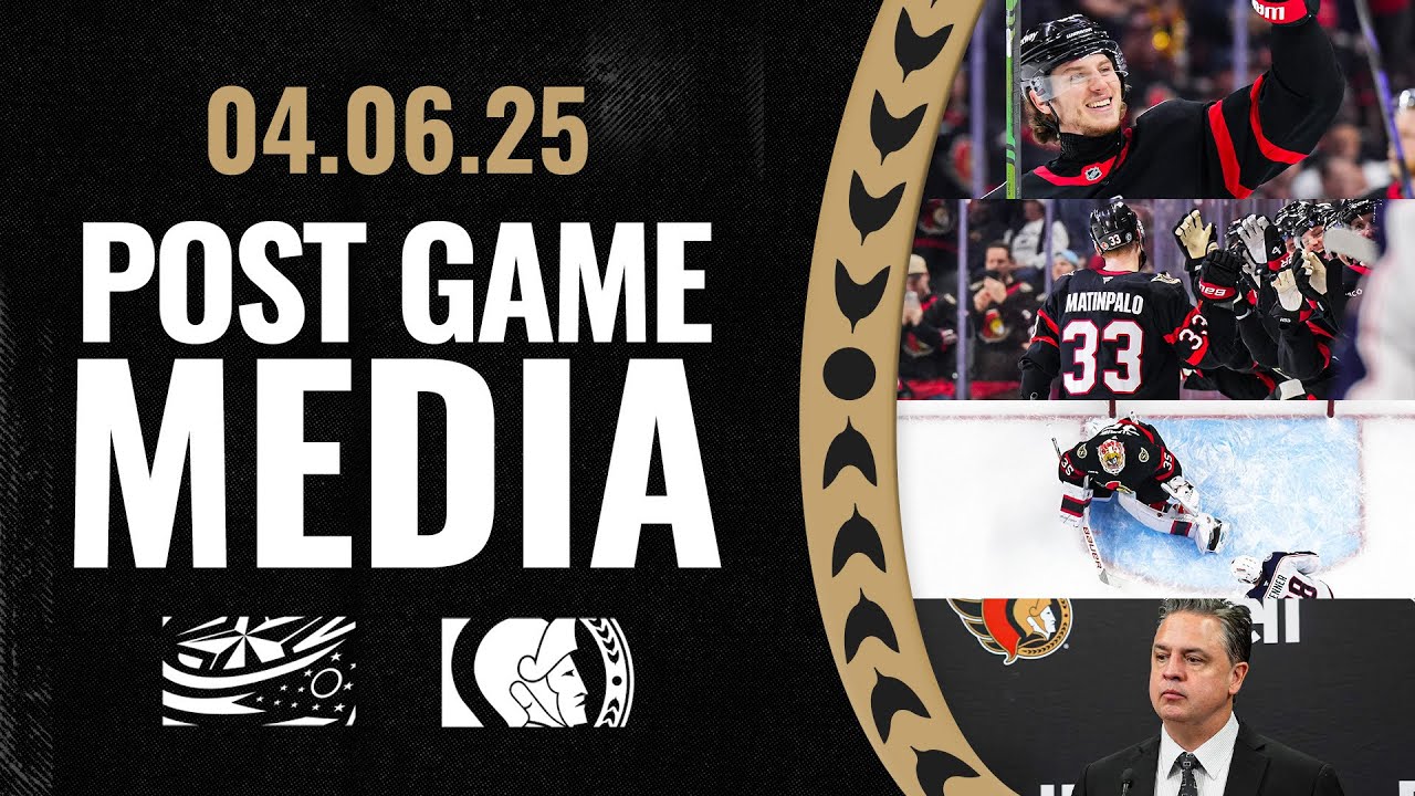 Linus Ullmark, Adam Gaudette, Nikolas Matinpalo, Travis Green Postgame Media vs CBJ