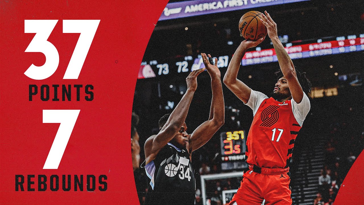 Shaedon Sharpe Highlights (Career-high 37 Points) | Trail Blazers 126,  Jazz 133 | April 9, 2025
