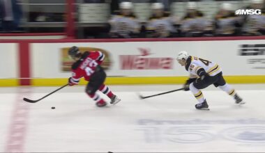 Cole Koepke scores a goal against the New Jersey Devils