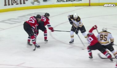 Fraser Minten scores a goal against the New Jersey Devils