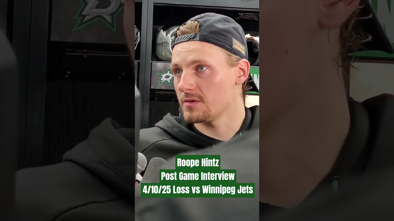 Dallas Stars Roope Hintz discussing tough loss and difficulties scoring against Winnipeg