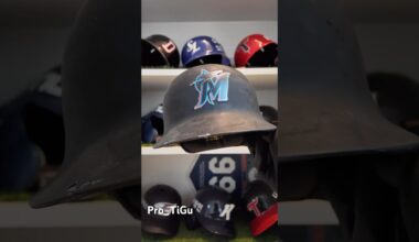 Game Used Miami Marlins Outfielder Brian Anderson Helmet