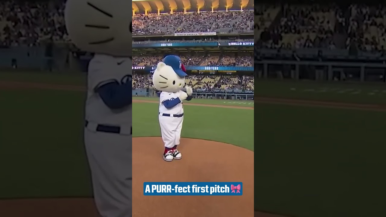 Hello Kitty threw out the first pitch at the Dodgers game last night!