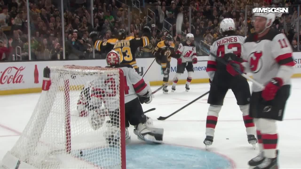 John Farinacci scores a goal against the New Jersey Devils