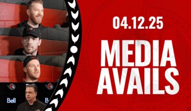 Claude Giroux, Hayden Hodgson, Nick Jensen, Travis Green Media - April 12