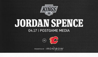 Defenseman Jordan Spence | 04.17.25 LA Kings Fall to the Calgary Flames | Postgame Media