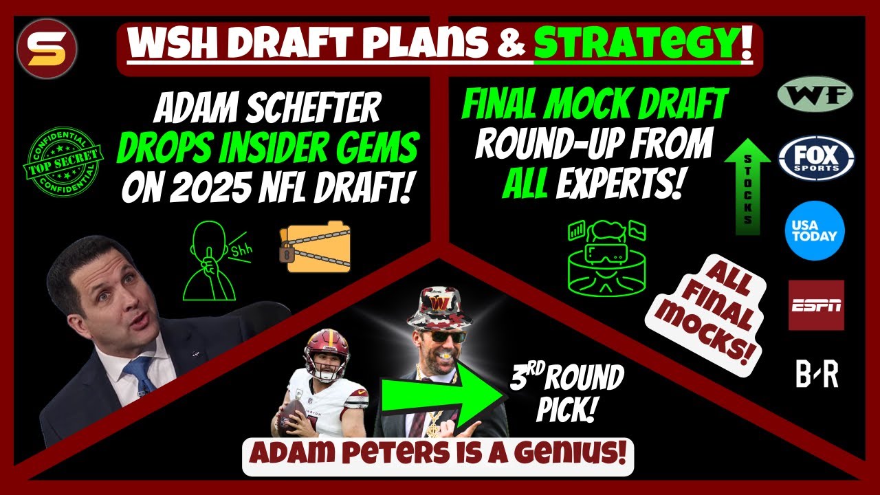 🤫Adam Schefter Commanders Draft Info | 🤩FINAL Mock Draft Roundup! | 😎Adam Peters is a GENIUS!