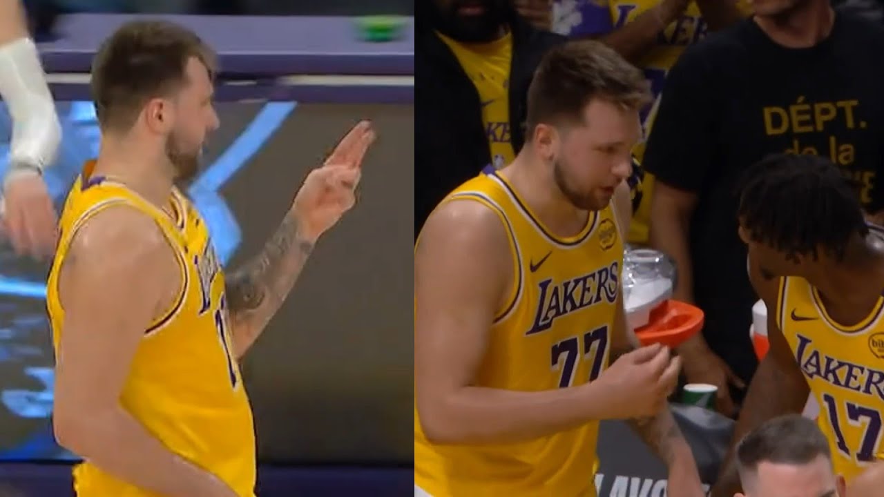 Luka Doncic hits 3 then looks at T-wolves bench and says "I did my best Steph impression" 😂