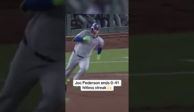 Joc Pederson avoided history 13 at-bats shy of Chris Davis' MLB record 0-54 👀