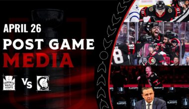 Brady Tkachuk, Jake Sanderson, Tim Stützle, David Perron, and Travis Green Postgame Media vs TOR