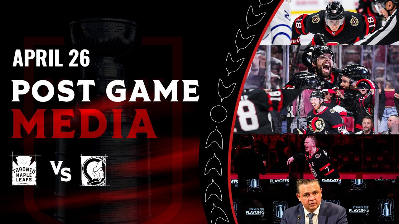 Brady Tkachuk, Jake Sanderson, Tim Stützle, David Perron, and Travis Green Postgame Media vs TOR