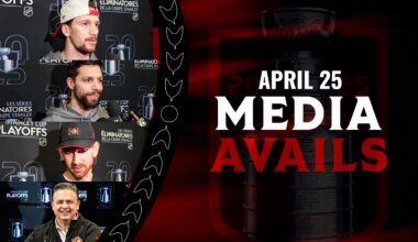 Jake Sanderson, David Perron, Thomas Chabot, and Travis Green Media Availability - Apr. 25