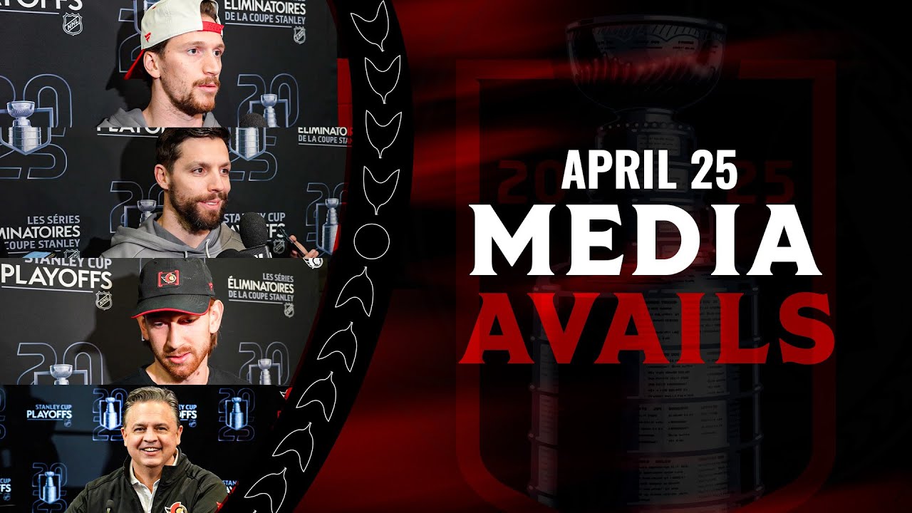 Jake Sanderson, David Perron, Thomas Chabot, and Travis Green Media Availability - Apr. 25
