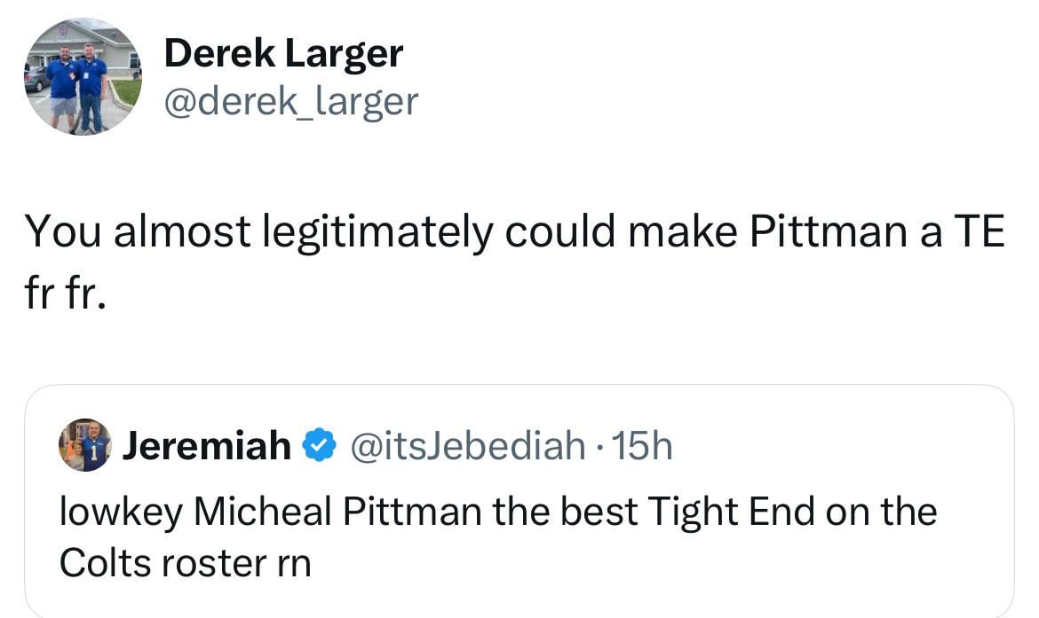 Maybe the Colts should try that out. Haha