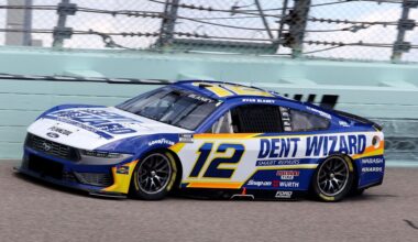 Team Penske driver Ryan Blaney runs in turn 4 during practice for the Straight Talk Wireless 400 on March 22, 2025, at Homestead-Miami Speedway in Homestead - Source: Getty