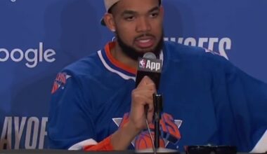 Reporter: "When 20,000 people are chanting that at you–"

Jalen: "Chanting what?"

Reporter: "I think you heard it”

KAT: "I didn't hear it"

Jalen and KAT: "Say it. Say it."

Reporter:"It's a PG show"

KAT: "This is a show?"

Reporter: "I don’t know"

KAT: "Tryna say there's a script? That's crazy"