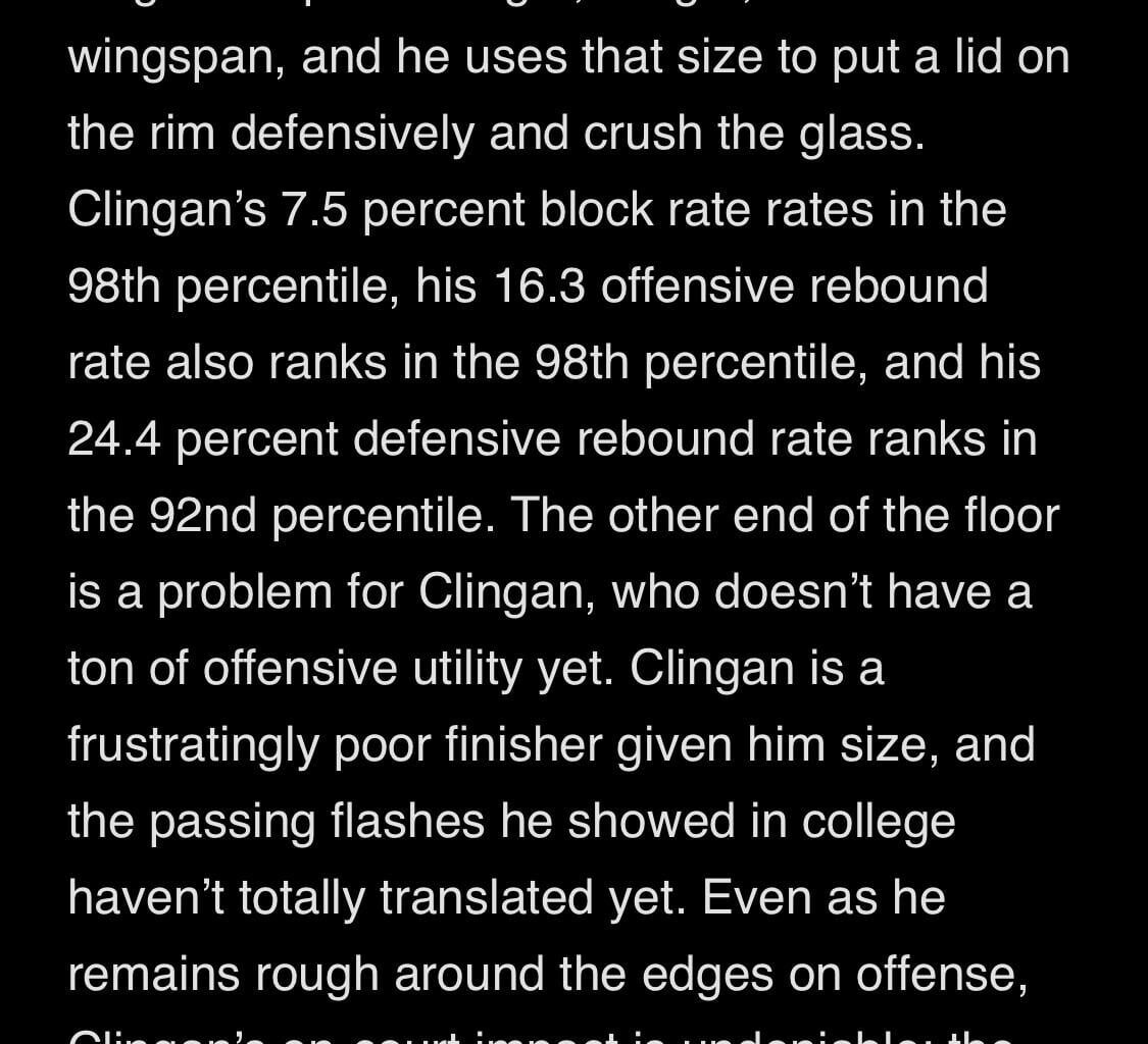 Clingan had second best rookie season this year according to SBNATION.