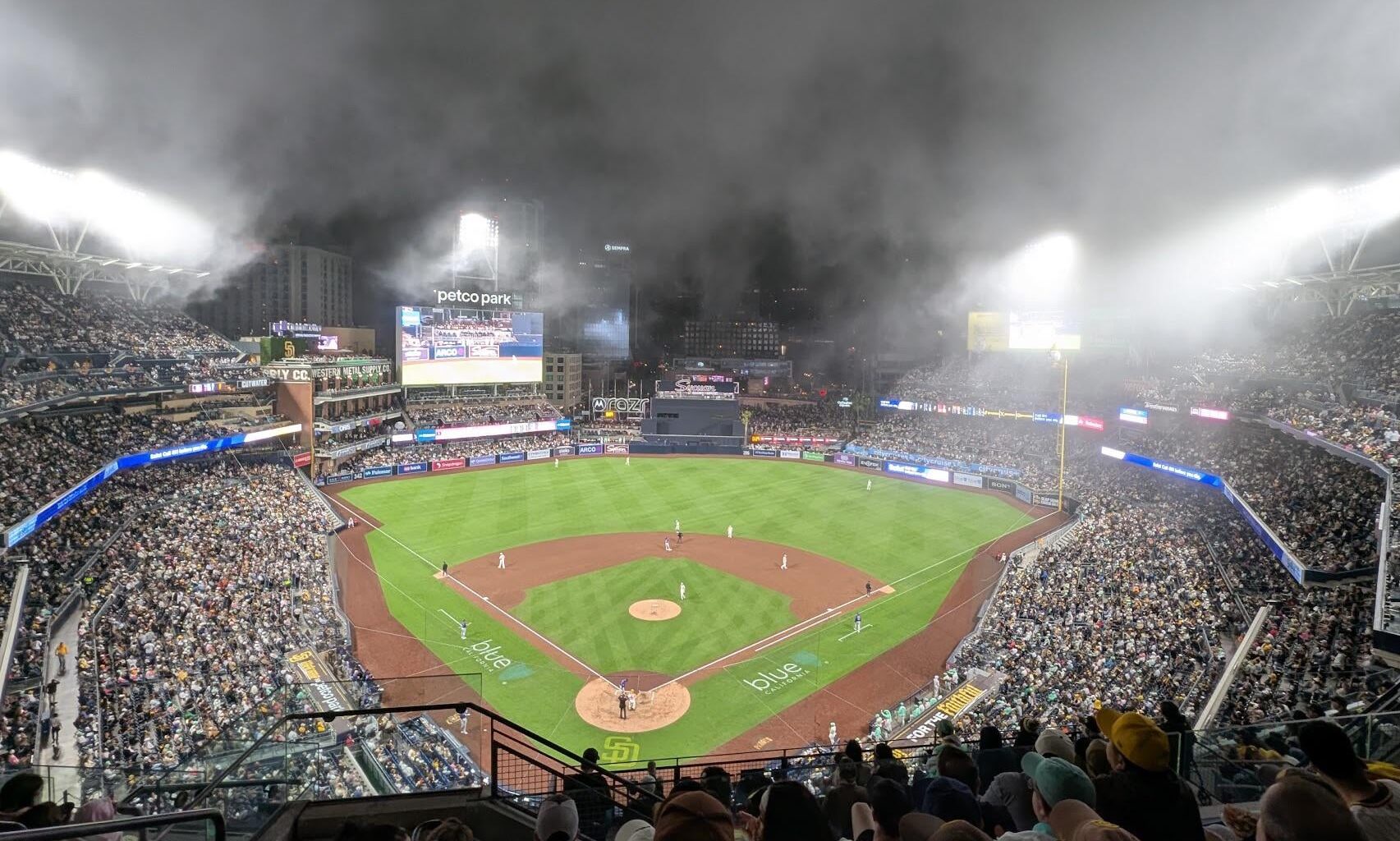 Fog rolling in at Petco Friday night
