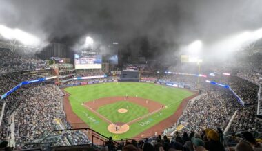 Fog rolling in at Petco Friday night