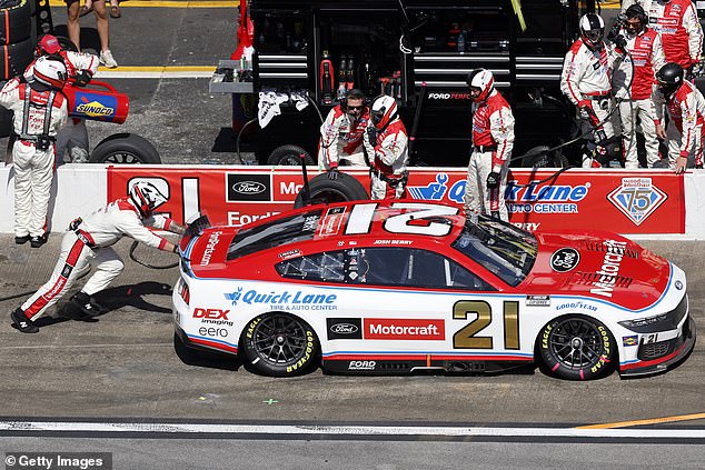 Berry pulled into pit lane after the first caution of the day to get some help cleaning his car
