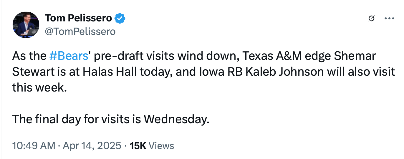 [Tom Pelissero] Shemar Stewart top 30 visit is today, Kaleb Johnson also visiting this week